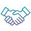 Icono de manos estrechandose (Socios Tecnológicos)